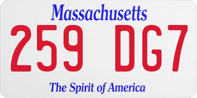 MA license plate 259DG7