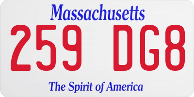 MA license plate 259DG8