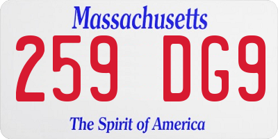 MA license plate 259DG9
