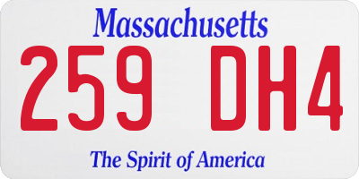 MA license plate 259DH4