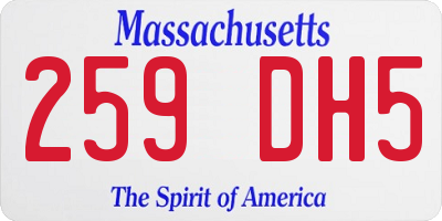 MA license plate 259DH5