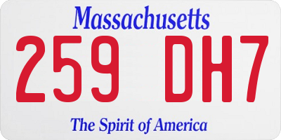 MA license plate 259DH7