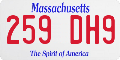 MA license plate 259DH9
