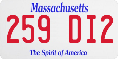 MA license plate 259DI2