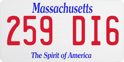 MA license plate 259DI6
