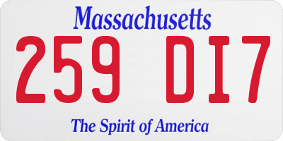 MA license plate 259DI7