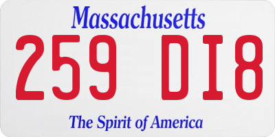 MA license plate 259DI8