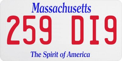MA license plate 259DI9