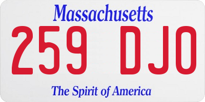 MA license plate 259DJ0