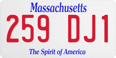 MA license plate 259DJ1
