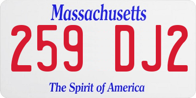 MA license plate 259DJ2