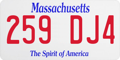 MA license plate 259DJ4