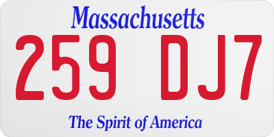 MA license plate 259DJ7