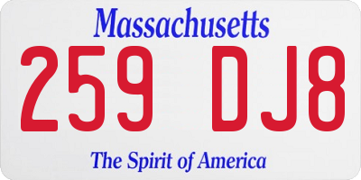 MA license plate 259DJ8