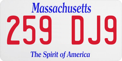 MA license plate 259DJ9