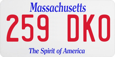 MA license plate 259DK0