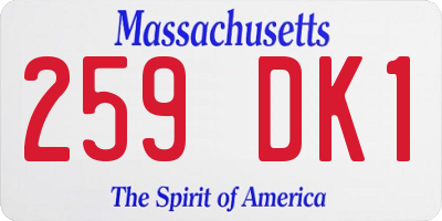 MA license plate 259DK1