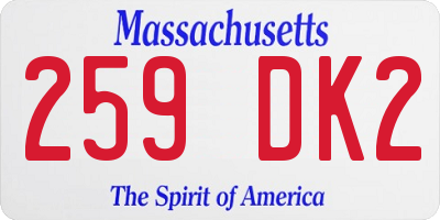 MA license plate 259DK2