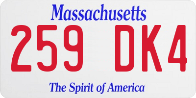 MA license plate 259DK4