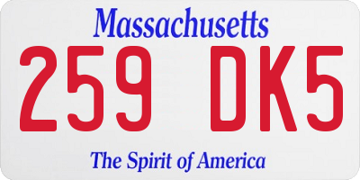 MA license plate 259DK5