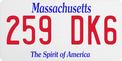 MA license plate 259DK6