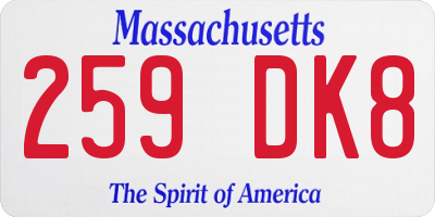 MA license plate 259DK8