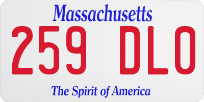 MA license plate 259DL0