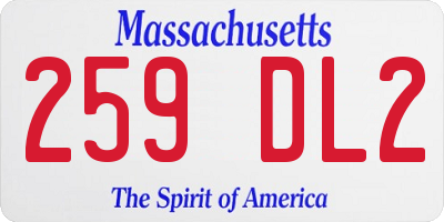 MA license plate 259DL2