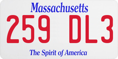 MA license plate 259DL3