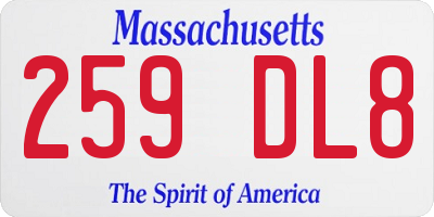 MA license plate 259DL8