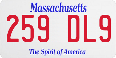 MA license plate 259DL9