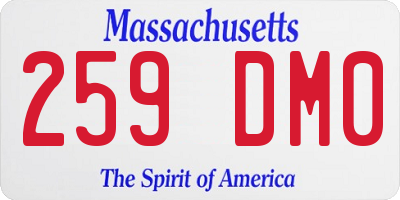 MA license plate 259DM0