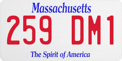 MA license plate 259DM1