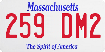 MA license plate 259DM2