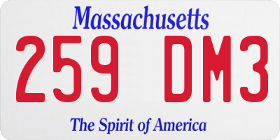 MA license plate 259DM3