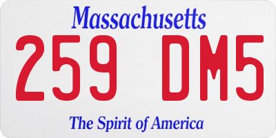 MA license plate 259DM5