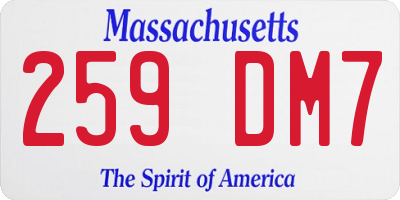 MA license plate 259DM7