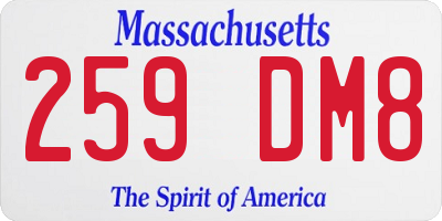 MA license plate 259DM8