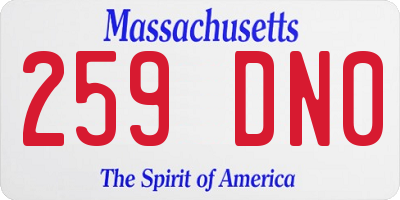 MA license plate 259DN0