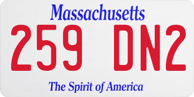 MA license plate 259DN2