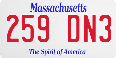 MA license plate 259DN3