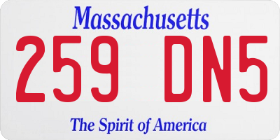 MA license plate 259DN5