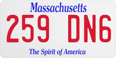 MA license plate 259DN6