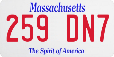 MA license plate 259DN7