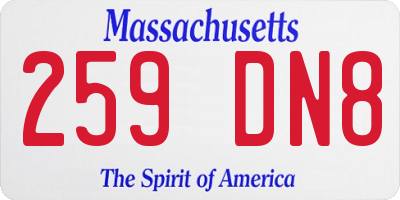MA license plate 259DN8