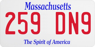 MA license plate 259DN9