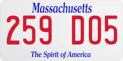MA license plate 259DO5