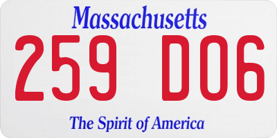 MA license plate 259DO6