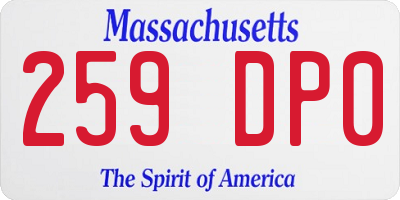 MA license plate 259DP0