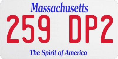 MA license plate 259DP2